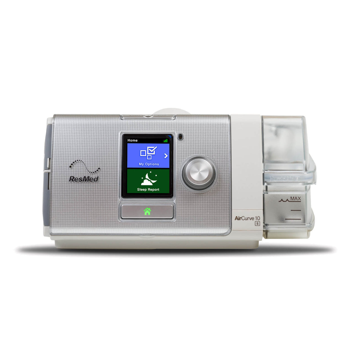 ResMed AirCurve 10 S BI-Level Machine (Preowned, 28 hours) with a SlimLine Hose, Carry Case, Filter, Universal Power Supply, and Water Chamber