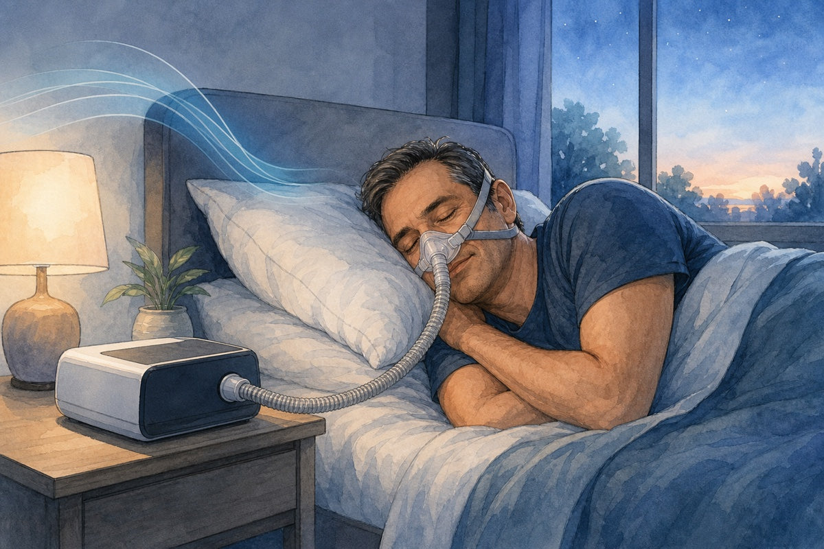 Illustration of a calm CPAP therapy routine
